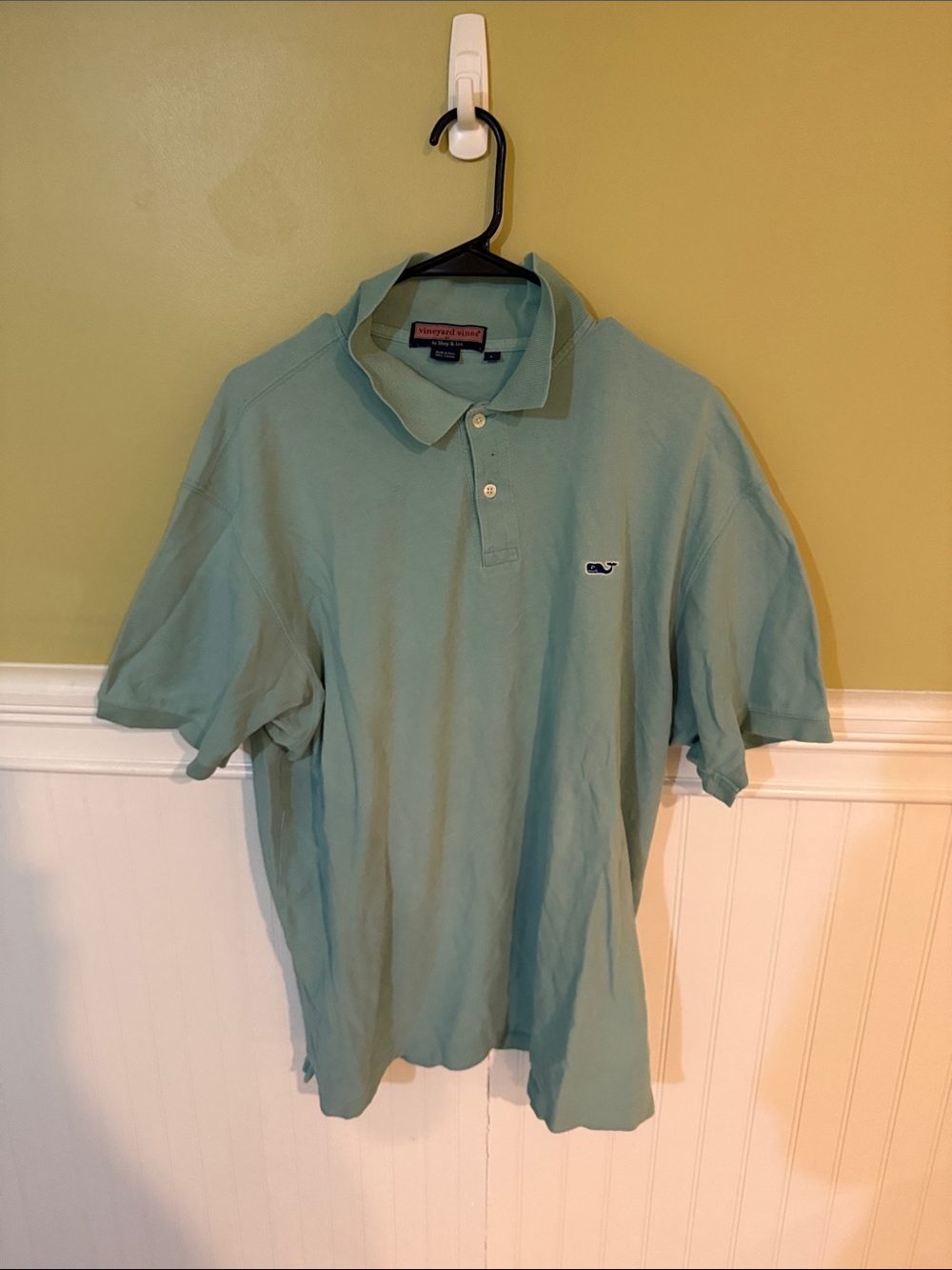 Vineyard Vines Men's Size L 100% Cotton Mint Green Whale Logo Polo